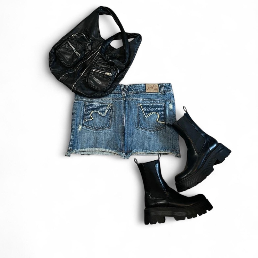 y2k rusty denim mini skirt